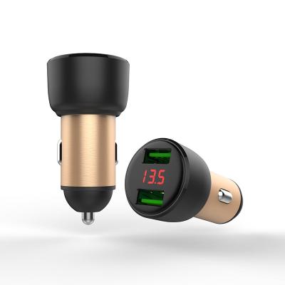 China QC 3.0 Car Charger 2 Dual USB Charger12-24V LCD Display Fast Port 3.1A Fast Car Charger Adapter for sale