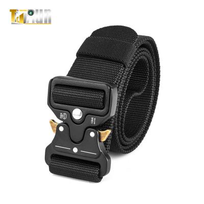 China Widely Used For Men And Women Belts Customized Game Heavy Duty Tactical Nylon Web Survival Belt Metal Buckle Black Quick Release Belt Belt for sale