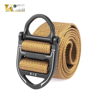 China Widely used for men and women belts 39mm laser logo training belt metal buckle tactical belt military heavy duty durable nylon belt for sale