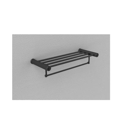 China Wall Mounted Type Black Paint Drying Racks With Towel Hanging Clothes Folding Shelf for sale