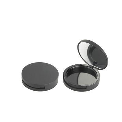 China Recyclable Classic Round Black Simple Compact Powder Case Empty Compact Powder Case With Mirror for sale