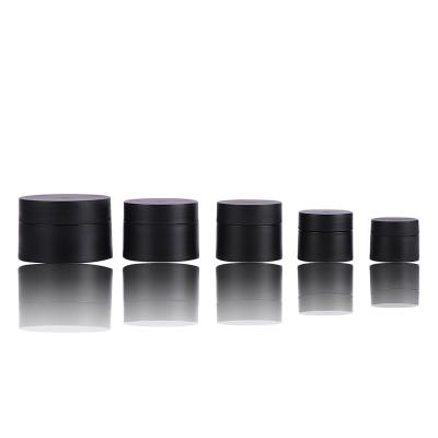 China Cosmetic matte black double wall jar empty plastic pp cream jars for sale