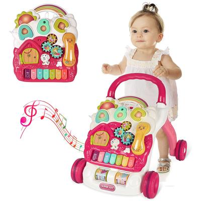 China Mulifunctional Hand Push Baby Early Educational Musical Toy 3 in 1 Activity Baby Walker for sale