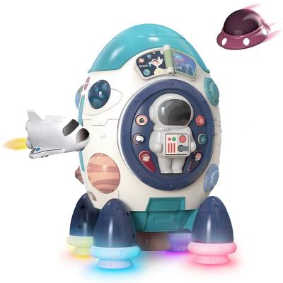 China Plastic Electronic Children's Play Toys Early Musical Piano Drum Game Educational Toy Detachable Head Musical Rocket For Children for sale