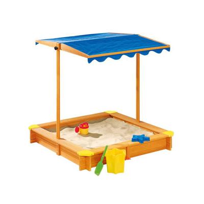 China Wooden Children's Playground Sandbox Outdoor Kindergarten Sandbox Play Equipment Set with Canopy Roof Garden Sand Pools Set for sale