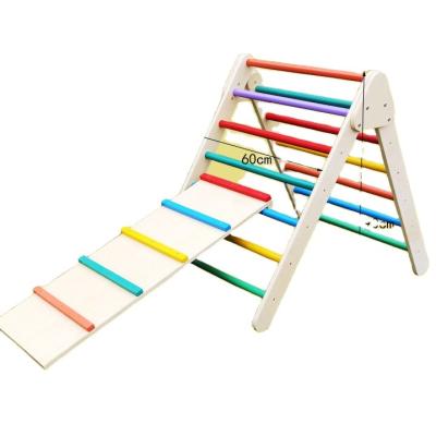 China Montessori Kids Rainbow Pickler Triangle Cube Children Wooden Folding Climbing Triangle Game with Ramp Climbing Frame Ladder for sale