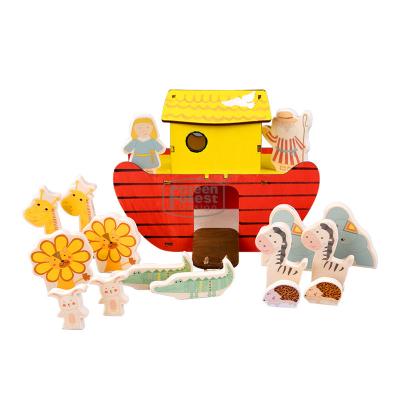 China Plywood DIY Toy Wooden Noah's Ark Toy Story Telling Educational Wood Toy for sale