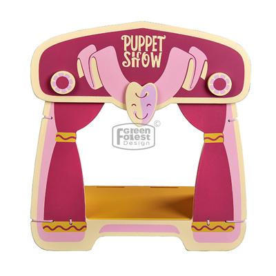 China Birch Wooden Puppet Portable Stage Play Educational Set with 5 Characters, 1 Stage Background Puppet Theater Toy for sale