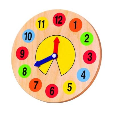 China Plywood Toy Time Teaching Kid Wooden Educational Wooden Learning Clock Toy for Children for sale