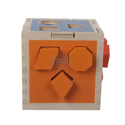 China Plywood Wooden Toy Cube Shape Color Sorter, education montessori toy for sale