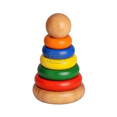 China Rubberwood Baby Wooden Toy Play Tower Stacking Wooden Toy for sale