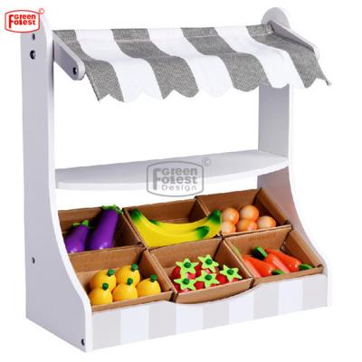 China Pretend To Play Educational Wooden Food Fruit Stall Vegetable Shop Pretend Wood Toy Set Veggie Simulation Play Stall Fruits Toys for sale