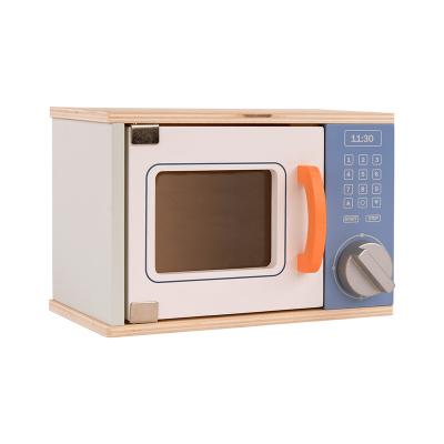 China Wooden Kids Cooking Pretend Toddler Toy Pretend Play Set Microwave Oven Wooden Kitchen Set for sale