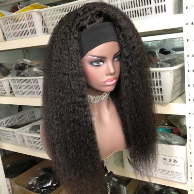 China Easy to install; No Glue & No lace; Friendly Curly Straight Brazilian Remy Human Hair Full Wigs Glueless Headband Wig Lazy Girl Hair Machine Made Wig Natural Color for sale