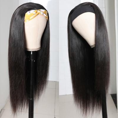 China Easy to install; No Glue & No lace; Machine Made Remy Brazilian Half Wig Glueless Girl Hair Headband Lazy Straight Friendly Hair Full Wigs With Headband for sale