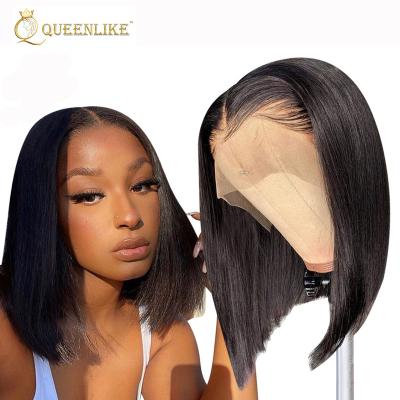 China Short Bob Wigs Straight Lace Front Hair Wigs Silky Straight Wave For Women Pre Plucked With Baby Hair Bob Wigs Human Hair Lace Front for sale