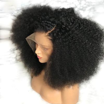 China Mongolian Curly Curly Wig Afro Wave Lace Front Human Hair Wigs For Black Women Pre Plucked 150 Density, Full Lace Curly Hair Wig for sale