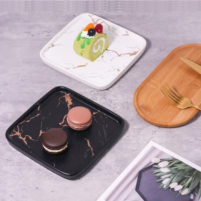 China Disposable Luxury Ceramic Hot Sale Dish FoodMarble Dish Dinnerware Hotel Home Restaurant for sale