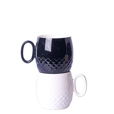 China 2021 Sustainable Coffee Special Design Stand Cup Ceramic Painted White Ceramic Cups And Mugs for sale