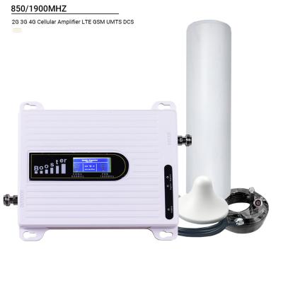 China Amplify signal most popular dual band sinal celular repeater 850 1900mhz 2g 3g 4g signal booster amplificador De De for sale