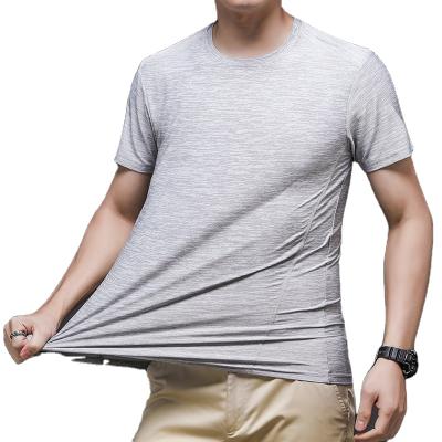 China Anti-Wrinkle Knitted White Casual Solid Polyester Quick Dry Short Sleeve T-Shirts Men Wholesale for sale