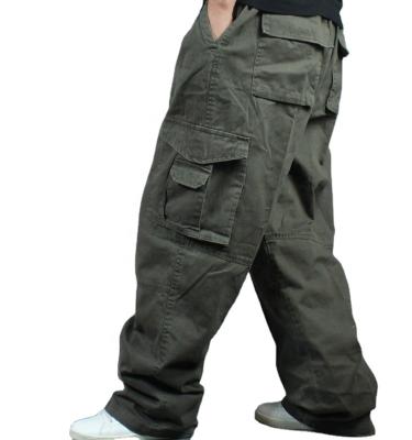 China Anti-Wrinkle Washed Cotton Cargo Plus Size Twill Pants Mens Breathable Trousers for sale