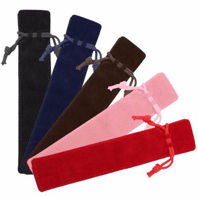 China Wholesale Custom Recyclable Colorful Custom Drawstring Bag Velvet Pen Pouch Pen Pouch Custom Velvet for sale