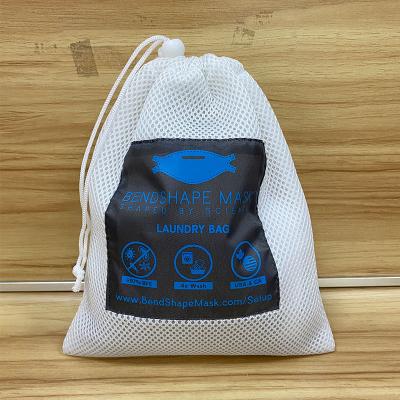 China Eco Recyclable Polyester Sandwich Mesh Soap Pocket Net Storage Drawstring Sports Nylon Mesh Bag for sale