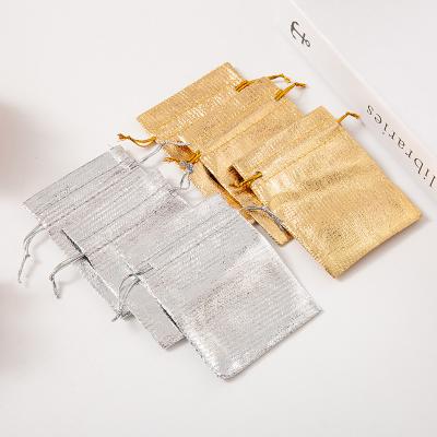 China Recyclable Custom Size Metallic Pouch With Logo Metallic Bag Packing For Jewelry With Metallic Rope for sale