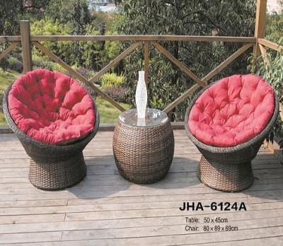 China Traditional Oval Outdoor 2 Seater Rattan Chairs Patio Furniture For 2 With Side Table Set for sale