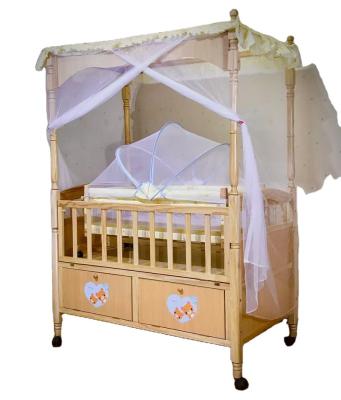 China Contemporary wooden baby crib with cradle, kids cradle with wheels drawers, toddler bed for sale