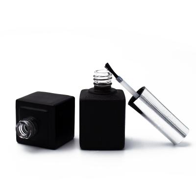 China Wholesale Square 5ml 8ml 10ml 12ml 15ml Black Cosmetic Bottle With Brush Nail Polish Empty Bottle for sale