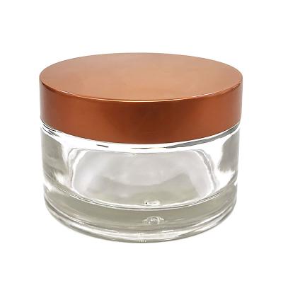 China Cosmetic Jar 130ML Thick Glass Cream Bottle With White Screw Lid And Inner Pad Cosmetic Storage Container for sale