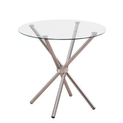 China Popular Tempered Glass Dining Furniture Modern Round Tempered Glass Top Dining Table for sale