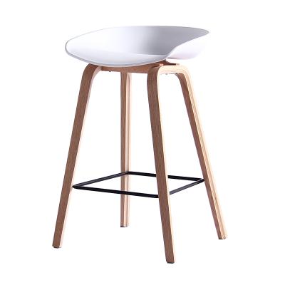 China New Modern Furniture Design Bar Furniture Wooden Leg Bar Stool Chair Plastic Restaurant Counter Top Barstools for sale