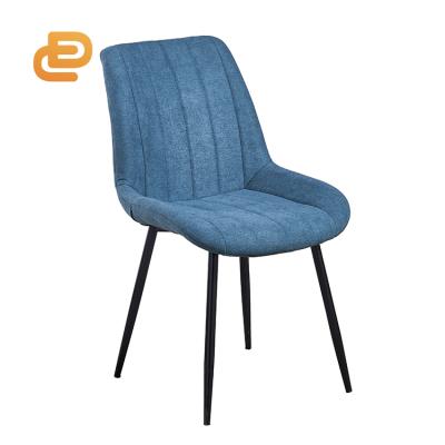 China Modern Home Apperance Modern Dining Room Furniture Navy Blue Dining Fabric Chair With Metal Legs for sale