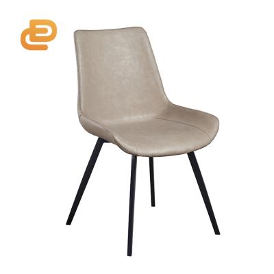 China Leather Chair Modern Design Luxury PU Upholstered Dining Chair Leather Dining Chair Legs Metal for sale