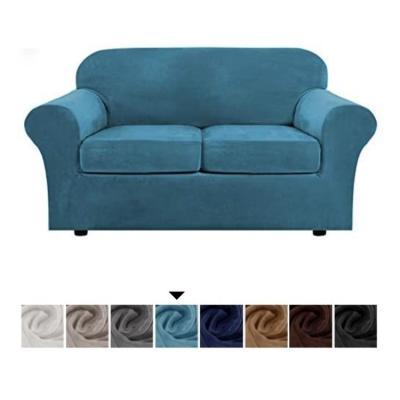 China Soft Breathable Comfort 3 Piece Cushion Separate Sofa Covers Velvet Stretch Pillow Cover Sofa Slipcover for sale