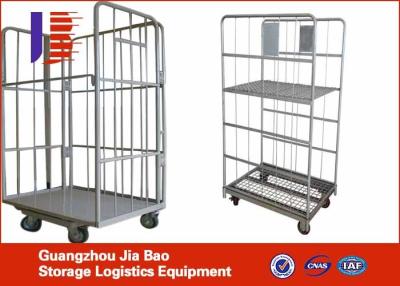 China Folding Mesh Logistics Hand Trolley , Wire Cage Roller Container for sale