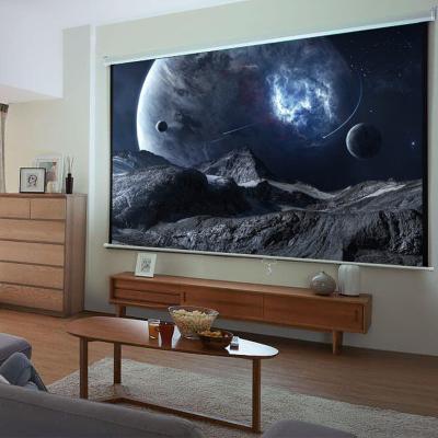 China 100 Inch Wall Mounted Large Wall Mounted 16:9 Good Price Fast Fold 4k Motorized Self-lock Projection Screen for sale