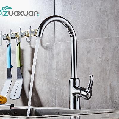 China Contemporary Single Lever Chrome Polished Kitchen Sink Faucet Mixer Tap for sale