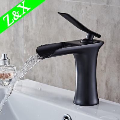 China Matte Black Oil Rubbed Bronze Contemporary Waterfall Single Handle Bathroom Basin Faucet for sale