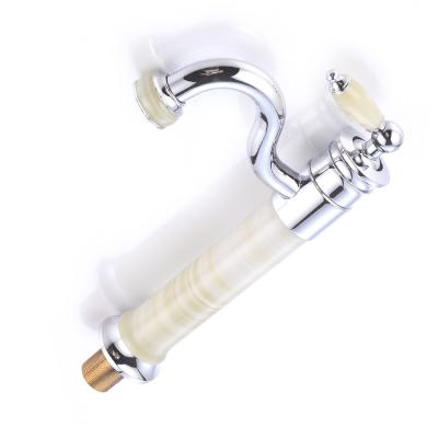 China Thermostatic Faucets Luxury Single Handle Brass With Jade Material Basin Faucet for sale