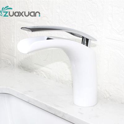 China ZuoXuan Modern Sanitary Deck Mounted Matte Black Chrome Hot And Original Design Bathroom Brass Cold Basin Faucets for sale