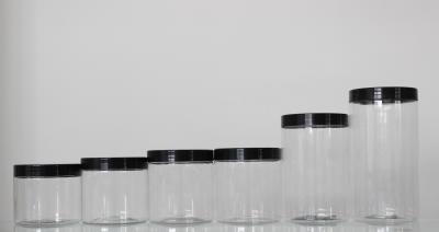 China 89mm Diameter Round Clear Plastic Screw Top Jars Hot Stamping Any Color for sale