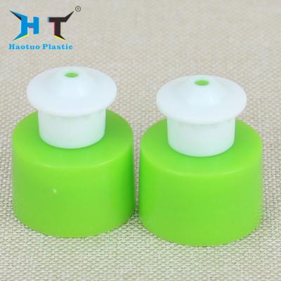 China Green Plastic Push Pull Caps 20mm 24mm 28mm Fit Cosmetic / Perfume / Detergent for sale