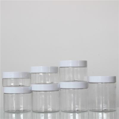 China 100ml 200ml 300ml 500ml Transparent Plastic Jar Sliver Cap Apply To Cosmetic Package for sale