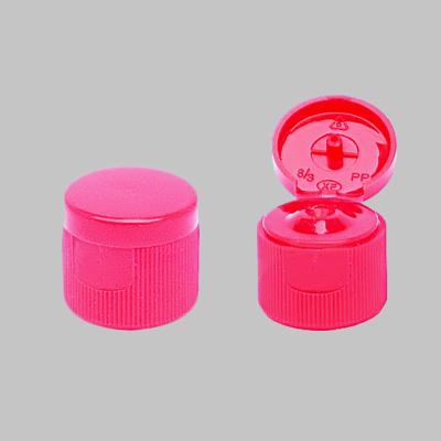 China 20 / 410 20 / 415 Flip Top Plastic Caps Red Ribbed 2.5 G / 3 G SGS Approved for sale