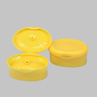 China 20mm Red Plastic PP Oval Flip Top Cap Snap On Cap for Shampoo Bottle for sale