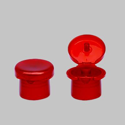 China Transparent Flip Top Bottle Lids Red Polish Surface For Cream Bottle for sale